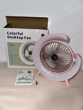 9040838bu Donwell Desktop Fan Rgb Lights Rechargeable High Wind Power Silent Message For Color