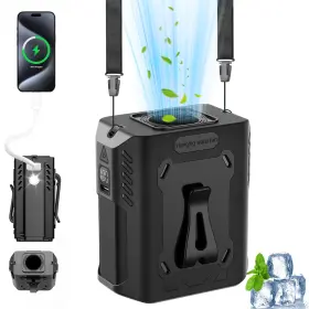 9050653bk Donwell 10000mah Pocket Fan For Waist 5-speed Clip Belt Loop Outdoor Hands-free Airflow