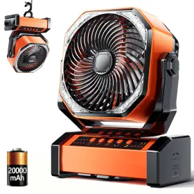 D12-usb Doublepow Camping Led Fan With Light 20000mah Rechargeable Battery Powered Outdoor Ten