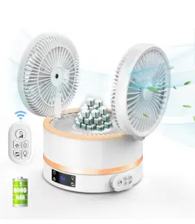 Doulfan 698746890629 Rechargeable Rotating Table Fan W Light New