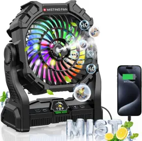 Dowilldo 313048316324 Misting Fan Portable With Rgb Lantern 30000 Mah Rechargeable Camping Mist W