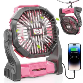 Dowilldo 658335491514 30000mah Portable Battery Powered Camping Fan - With Pink