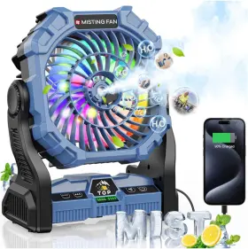X29-blue Dowilldo Misting Fan Portable With Rgb Lantern 15000 Mah Rechargeable Camping Mist W