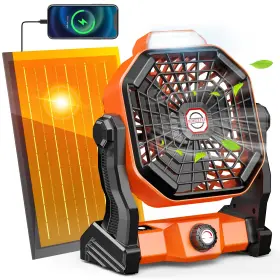 Drchop 739319039318 Rechargeable Solar Powered Fan30hours Working Camping Fans And Led Lanter