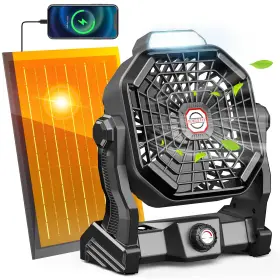Drchop 739319039332 10800mah Solar Powered Fan 7w Camping And Led Lantern 8-inch