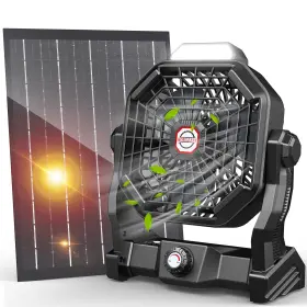 Drchop 739319043407 10400mah Solar Fan Camping With Panel 7w 9-inch Rechargeable Batt