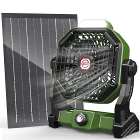 Drchop 763344543861 10400mah Solar Fan Camping With Panel 7w 9-inch Rechargeable Batt