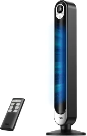 Dreo 726084234581 Tower Fan For Bedroom 28 Ft/s 20db Quiet Oscillating Bladeless With R