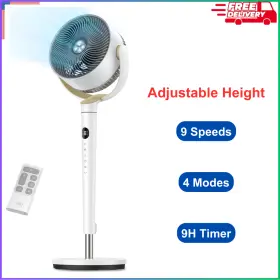 8101428 Dreo Fan For Bedroom 120 Oscillating Standing Quiet Pedestal 9 Speed