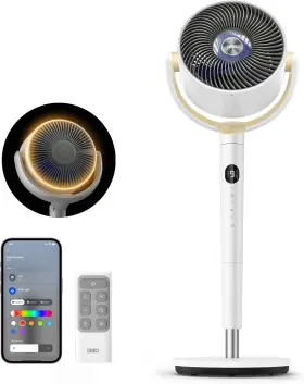Dreo 810142850605 120 Omni-directional Oscillating Fans 90ft Quiet Pedestal Fan With Rgb