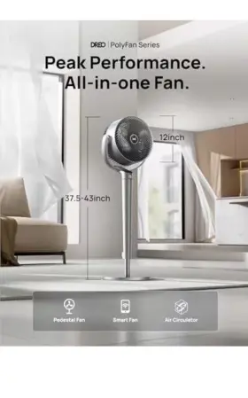 Dr-hpf004s Dreo Pedestal Fan With Smart Control 43ftft Inches 150 120 Omni Silver #3