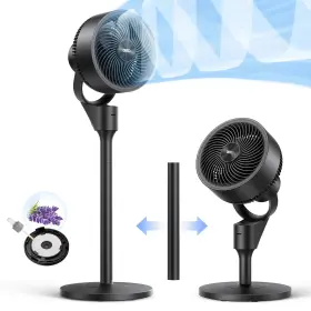 Dr-hpf011 Dreo Black 2-in-1 Oscillating Fans For Table Or Floor 80ft