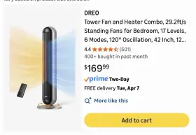 Mc706 Dreo 2in1 Tower Fan