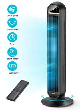 Wdr-htf006 Dreo New 36 Inch Tower Standing Fan With Remote Led Display Black