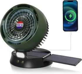 Ya0035 Dukuseek 10400mah Solar Camping Fan With Led Light 5w Panel Rechargeable Portable