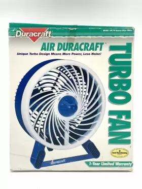 Dt-78 Duralast Vtg Air Turbo Fan Blue And White 7 Inch 2 Speed Tilt In Box W Paperwork