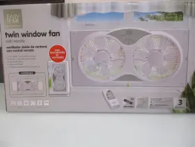52732 Easy Home Twin Window Fan With Remote Expandable Use Horizontally Or Vertically
