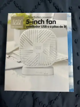 Ea-2926w Easy Home 5-inch Usb Or Battery Operated Fan White 3 Speeds Timers