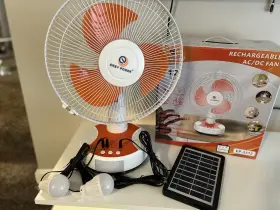 Ep-2512 Easy Power Rechargeable Table Fan Solar Panel Night Light White/orange