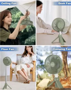 Rd09 Easyacc Pedestal Fan Portable Camping Telescopic Led Light - Black