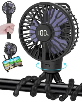 Yefs-3 Eclip Portable Stroller Fan Led Display 4 Speeds Flexible Tripod Clip On F