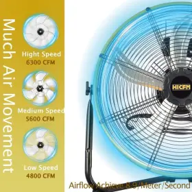 Abc-d20 Edendirect Floor Fan High 20 Inch Heavy Duty Velocity Air Circulator 3-speed Yellow #3