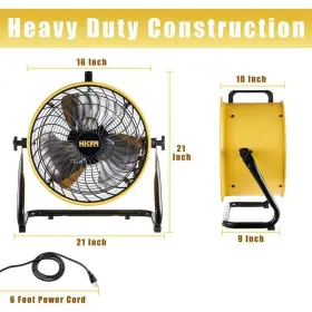Abc-td16 Edendirect Floor Fans 16 Inch 3 Speeds Heavy Duty High Velocity Turbo Yellow Durable #3