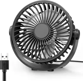 Kw52 Edvision Usb Desk Fan 5 Inch Mini Portable 3 Speeds Strong Airflow Black