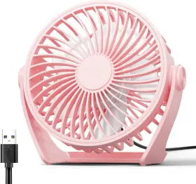 Kw53 Edvision Usb Desk Fan 5 Inch Small Portable 3 Speeds Powerful Wind Mini Pink