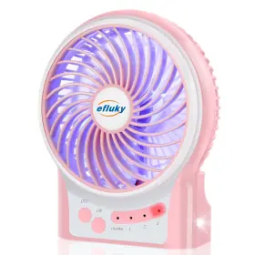 Efluky 717410572644 3 Speeds Mini Desk Fan Rechargeable Battery Operated With Led Light Por