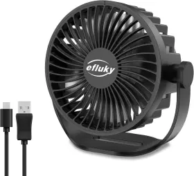 1225 Efluky Dy Xf Usb Small Desk Fan 3 Speeds Rechargeable Black