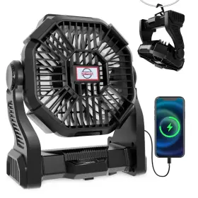 Eloslos 768904511007 Portable Rechargeable Camping Fan For Tent Led Lantern 270 Rotation 36 Hou