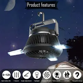 Fsday01 Encell Portable Camping Fan With Led Lantern Rechargeable Usb Desk Kit For Tent #3