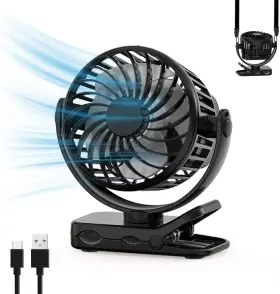 Yh-f049 Enchantliving Portable Mini Clip On Fan Desk Neck 2.8 Inch Black