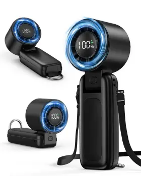 Eoboya 008678626348 4 In 1 Handheld Portable Turbo Fan 180 Foldable 6-speed F20 - Black