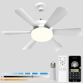 Eupterosaur 742404253520 18 Inch Socket Fan Light With 2.4g Remote/app Control 6 Wind Speeds 3 Color Tempe