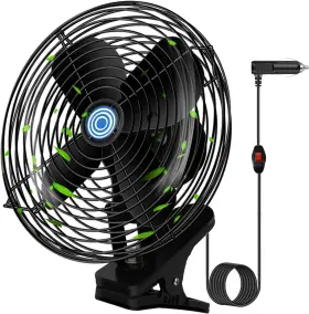 Ewutyt 313093971974 Ultra-quiet Portable Car Fan 8 Inch Clip-on Cigarette Lighter Fortruck Boa