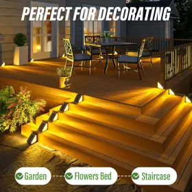 Ip65 Excoup 705353608803 Solar Step Stair Lights Outdoor Yard Decor 6 Pack Waterproof Deck Lighting #2