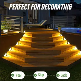 Ip65 Excoup 705353608803 Solar Step Stair Lights Outdoor Yard Decor 6 Pack Waterproof Deck Lighting #3