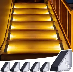Ip65 Excoup 705353608803 Solar Step Stair Lights Outdoor Yard Decor 6 Pack Waterproof Deck Lighting