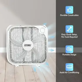 Ez-chill 819772012841 20 Inch Box Fan 3 Speed Full-force Air Circulation Window Floor Bedroo #2
