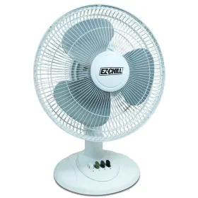 Ez-chill 819772012865 12 Inch 3-speed Oscillating Table Fan With Adjustable Tilt Convenient Push Butto
