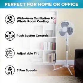 Ez-chill 819772012896 16 Inch Oscillating Pedestal Fan 3-speed Options 90-degree Head Ad #2