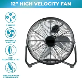 Ez-chill 819772013091 12 Inch Cradle Floor Fan 3 Speed High Velocity 180 Degree Adjustable Tilt All #2