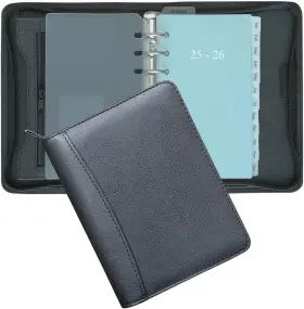 Zp-a6-b-24 Fan&ran Leather 2025-2026 Zippered Planner Organizer Weekly And Monthly Refills