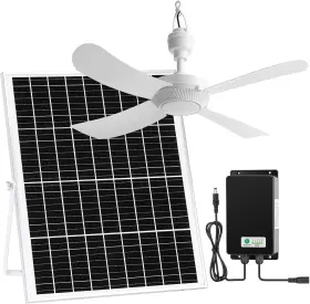 Fs-6c-b Fanspex 23.6ftft Solar Rechargeable Ceiling Fan With Battery Backup 25w Powered Han