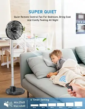 12000m Faraday 781159221910 Oscillating Standing Fan 12 Inch Foldable Portable Quiet Floor #2