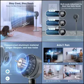 Feculs Official 860011559740 Standing Fan With Remote/smart Touch Oscillating Quiet Floor Fans For Home
