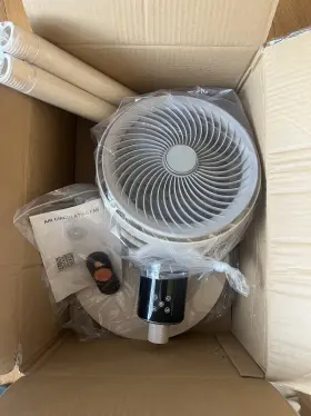 Fxy1836y Feculs Official 100ft Circulair Oscillating Standing Fan Digital With Remote - White/ Beige