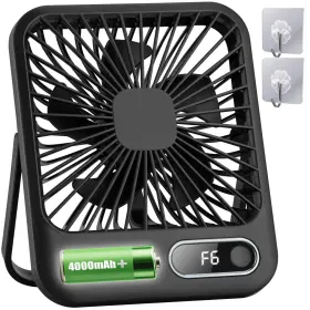 Feeniupin 735812390444 Usb Rechargeable Fan With 4000mah Battery Desk 6.5 Inch Portable Travel P